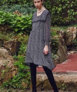 Best Sellers [SORRY TOO MUCH LOVE] FW 21 Leopard Chiffon Sailor Dress_Black