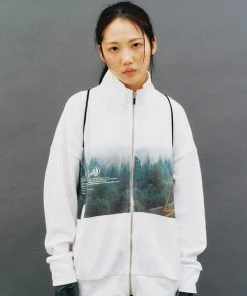 Best Sellers [FEVERTIME] SS 22 Forest Cotton Track Zip-up White