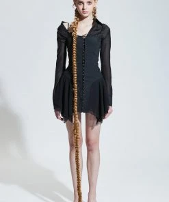 Best Sellers [PAIN OR PLEASURE] Winter 21 NYMPH DRESS_suede Black