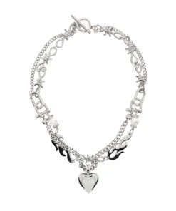 [STEEL EDITION] Seasonless Blazing Heart D Buckle Necklace Best Sellers