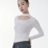 Best Sellers [SETUP EXE] SS 22 U Neck Hole Modal Turtleneck Top [White]
