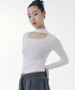 Best Sellers [SETUP EXE] SS 22 U Neck Hole Modal Turtleneck Top [White]