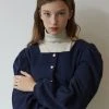 [JOORTI] SS 22 J890 Soft Square Neck Blouse (navy) Best Sellers