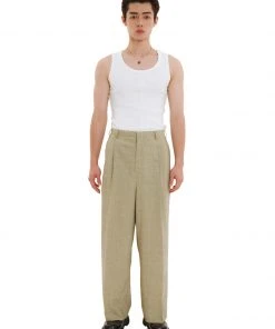[LECYTO] Summer 22 SUMMER WOOL TWO TUCK WIDE PANTS_(YELLOW)
