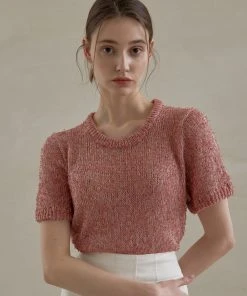 [JOORTI] SS 22 J970 U-neck Short Sleeve Knit (rose Pink) Best Sellers