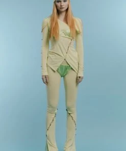 [PARKSSY] SS 22 Hole Slit Button Pants _ Light Yellow Best Sellers