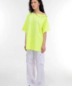 [GIMMETHEYOUNG] SS 22 SHOULDER SNAP T-SHIRT / NEON YELLOW Best Sellers