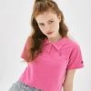 Best Sellers [NASTY FANCY CLUB] SS 22 FANCILY TERRY COLLAR CROP TEE (PINK)_F22QB432