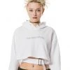 [RUNNING HIGH] SS 22 GLITTER LOGO BELTED CROP HOODIE [WHITE]