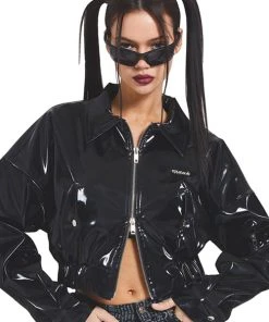 Best Sellers [CRANK] SS 22 ECO LEATHER MA-1 JACKET_BK