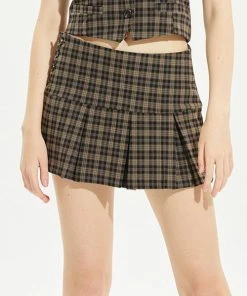 [CRANK] FW 21 CHECK PLEATS MICROSKIRT_BK Best Sellers