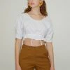 Best Sellers [ONNE] SS 22 Puff Crop String Blouse - White
