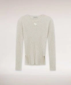 Best Sellers [SPARKLING PIECE] SS 22 CREW NECK RIBBED KNIT TOP (BEIGE)