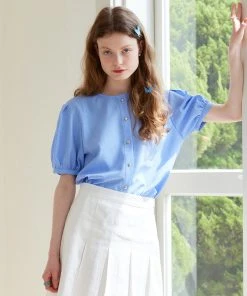 [ANEDIT] Summer 22 Gold Button Puff Blouse_BL Best Sellers