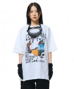 Best Sellers [FEVERTIME] SS 22 Climbing Graphic Short-sleeved T-shirt White