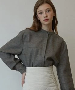 [JOORTI] SS 22 J885 Henry Neck Wool Shirt (grey)