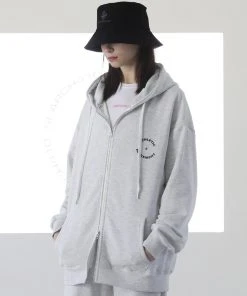 [SEARCH410] SS 22 Athletic Logo Overfit Hoodie Zip-up WhiteGrey