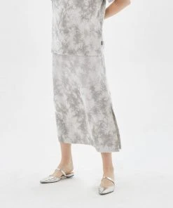 [NASTY FANCY CLUB] SS 22 COZY TERRY SLIT LONG SKIRT (LIGHT GRAY)_F22QD319