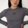 [ACHO] Summer 22 Unbal Handmade Label Crop T-shirt_Deep Gray