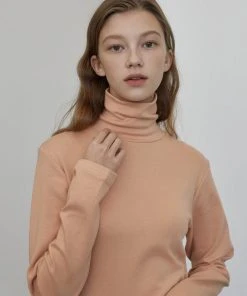 [JOORTI] SS 22 J886 High Neck Turtle Top (peach)