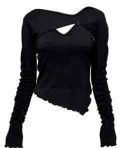 [MEZZOKUNST] Seasonless Braid Cutout Top - Black Best Sellers
