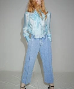 [SORRY TOO MUCH LOVE] Summer 22 Renne Oganza Ribbon Blouse_Blue