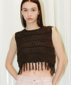 [ROCCI ROCCI] Summer 22 Fringe Sleeveless Knit Top (KHAKI) Best Sellers