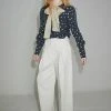 [SORRY TOO MUCH LOVE] Summer 22 Dot Combo Ribbon Blouse_Navy