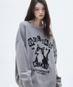 Best Sellers [LUV IS TRUE] SS 22 KITTY KNIT(CHARCOAL)