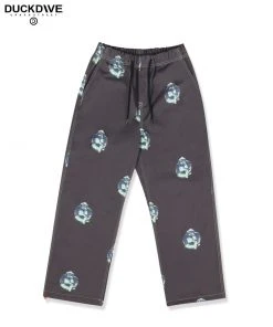 [DUCKDIVE] SS 22 Angel Pattern Cotton Pants CHARCOAL Best Sellers