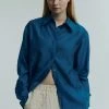 Best Sellers [PARKSSY] SS 22 Glossy Long Sleeve Shirt_ Deep Blue