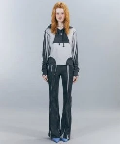 [ODLYWORKSHOP] SS 22 Squid Ink Ruffle Panel Flared Trousers Best Sellers