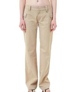 [LO AXUAL] Summer 22 LOW WAIST SIDE POCKET D-RING PANTS_BEIGE Best Sellers