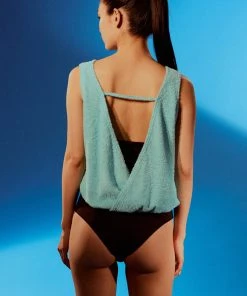 Best Sellers [AGA] Summer 22 BACK DRAPE TERRY TOP - BLUE