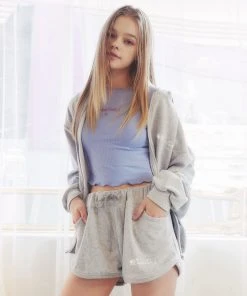 [MOONFAIRY] SS 22 LUNA GLITTER HOOD ZIP UP-GRAY