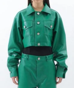 [BASICCOTTON] SS 22 Leather Jacket - GREEN
