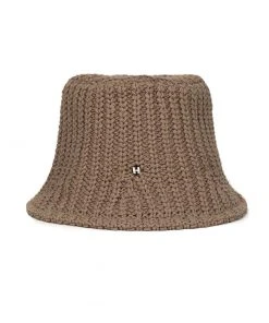 Best Sellers [HIGH SCHOOL DISCO] Seasonless Badge Summer Knit Bucket Hat Beige