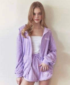 Best Sellers [MOONFAIRY] SS 22 LUNA GLITTER HOOD ZIP UP-LAVENDER