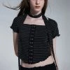 [SETUP EXE] Summer 22 Stripe Hook Top & Scarf Set (Charcoal) Best Sellers