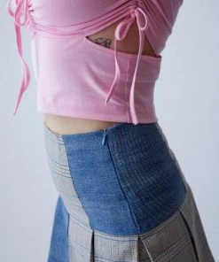 Best Sellers [POPSIZ] Summer 22 Pink Ruched Cutout Tshirt