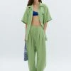 [SAYSRA] Summer 22 OVER LINEN SHIRTS, GREEN