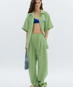 [SAYSRA] Summer 22 OVER LINEN SHIRTS, GREEN