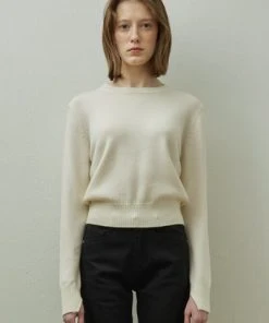 Best Sellers [STEP AROUND] SS 22 Merinole Slit Round Knitwear_IVORY