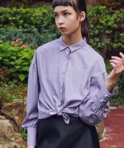 [SORRY TOO MUCH LOVE] FW 21 Dot Drop Shoulder Blouse_Purple Best Sellers