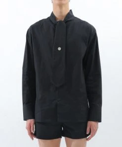 [BASICCOTTON] SS 22 Tie Shirt - BLACK Best Sellers