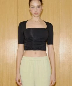 [ONNE] SS 22 Shirring Tank Crop Top - Black Best Sellers