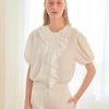 Best Sellers [VITALSIGN] SS 22 Unbalanced Shirring Frill Blouse (Ivory)