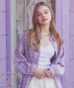 Best Sellers [MOONFAIRY] SS 22 POPPY LOOSE CHECK SHIRT-CORAL