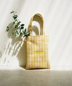 Best Sellers [JOORTI] Summer 22 J1003 Checked Cotton Mini Bag (yellow)