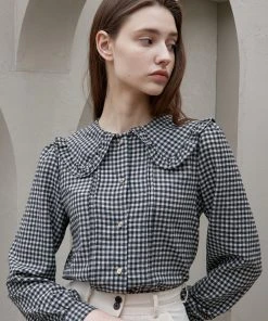 [JOORTI] SS 22 J958 Twin Pintuck Blouse (check Black) Best Sellers